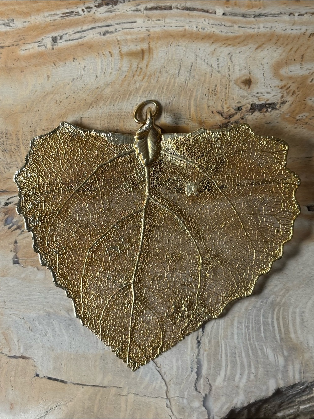 Vintage Gold Dipped Aspen Leaf Pendant